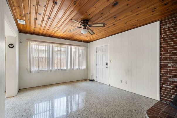Empty room, Interior, Stone Walls, Wooden Ceilings