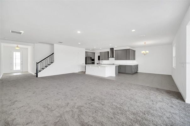 Chandelier, Empty room, Interior, Kitchen, Recessed Lighting