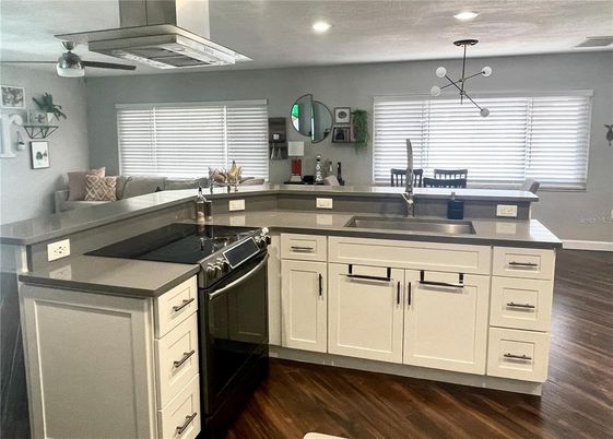 Interior, Kitchen, Recessed Lighting, Wood Texture Flooring