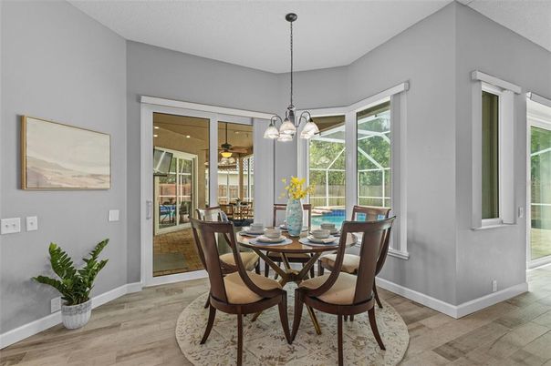 Chandelier, Dining room, Interior, Pendant Lights, Wood Texture Flooring