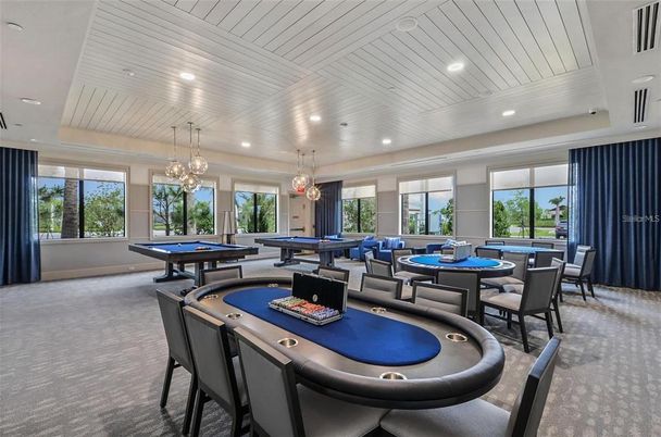 Billiard Table, Chandelier, Game Room, Interior, Pendant Lights, Recessed Lighting