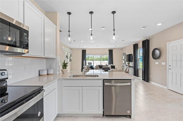 Interior, Kitchen, Pendant Lights, Recessed Lighting, Stainless Steel Appliances