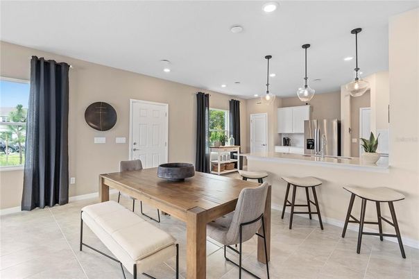 Dining room, Interior, Kitchen, Pendant Lights, Recessed Lighting, Stainless Steel Appliances