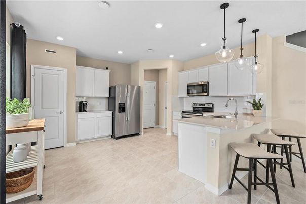 Interior, Kitchen, Pendant Lights, Recessed Lighting, Stainless Steel Appliances