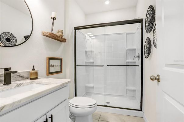 Bathroom, Glass Shower, Interior, Recessed Lighting