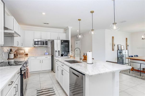 Interior, Kitchen, Pendant Lights, Recessed Lighting, Stainless Steel Appliances