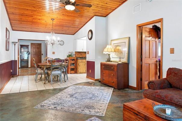Chandelier, Dining room, Interior, Wooden Ceilings
