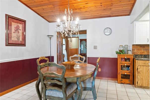 Chandelier, Dining room, Interior, Wooden Ceilings