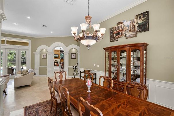 Chandelier, Dining room, Interior, Living room, Recessed Lighting