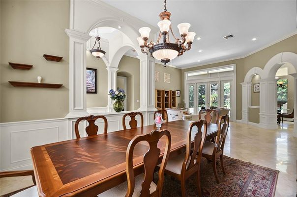 Chandelier, Dining room, Interior, Recessed Lighting
