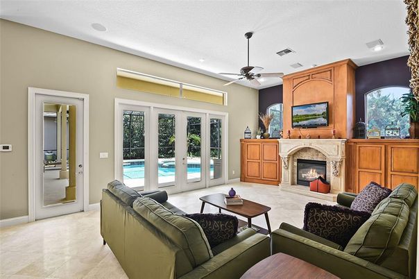 Fireplace, Interior, Living room, Recessed Lighting