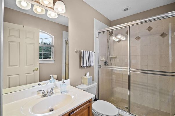 Bathroom, Glass Shower, Interior, Recessed Lighting