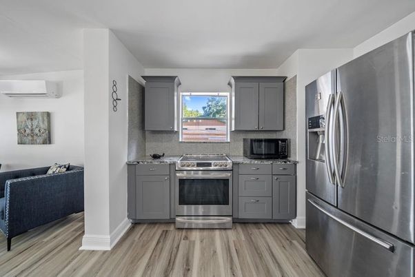 Interior, Kitchen, Stainless Steel Appliances, Wood Texture Flooring