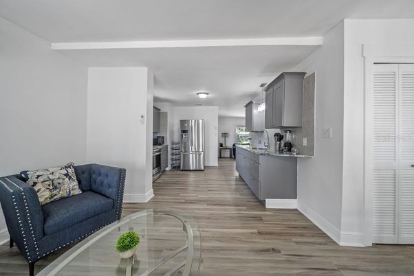 Interior, Kitchen, Stainless Steel Appliances, Wood Texture Flooring