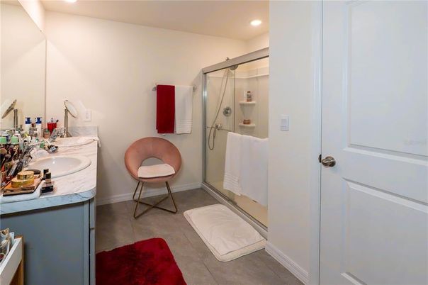 Bathroom, Glass Shower, Interior, Recessed Lighting
