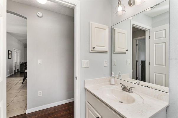 Bathroom, Dual Sink Vanities, Interior, Wood Texture Flooring