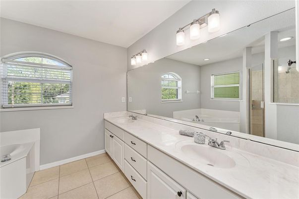 Bathroom, Dual Sink Vanities, Glass Shower, Interior, Recessed Lighting