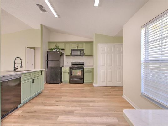 Interior, Kitchen, Stainless Steel Appliances, Wood Texture Flooring
