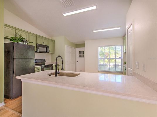 Interior, Kitchen, Recessed Lighting, Wood Texture Flooring