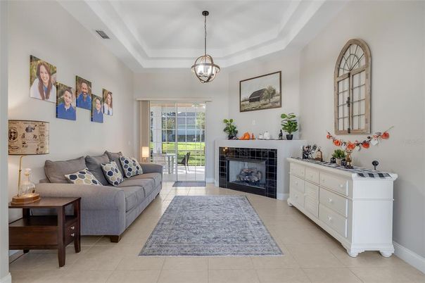 Fireplace, Interior, Living room, Pendant Lights
