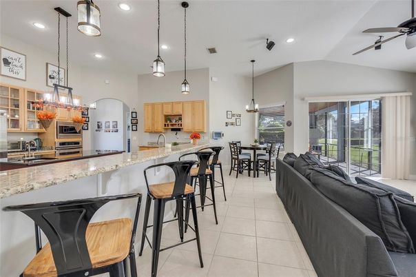 Dining room, Interior, Kitchen, Living room, Pendant Lights, Recessed Lighting