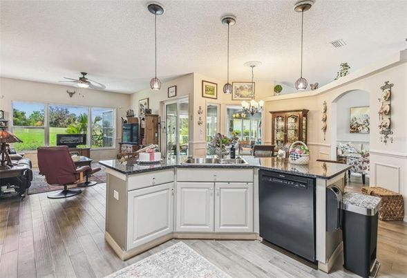 Chandelier, Interior, Kitchen, Living room, Pendant Lights, Wood Texture Flooring