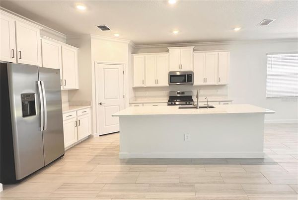 Interior, Kitchen, Recessed Lighting, Wood Texture Flooring
