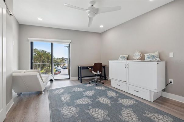 Home Office, Interior, Recessed Lighting, Wood Texture Flooring