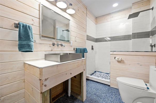 Bathroom, Interior, Recessed Lighting, Wooden Walls