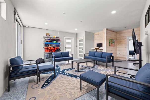 Interior, Living room, Recessed Lighting, Wooden Walls