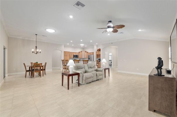 Chandelier, Dining room, Interior, Kitchen, Living room, Recessed Lighting