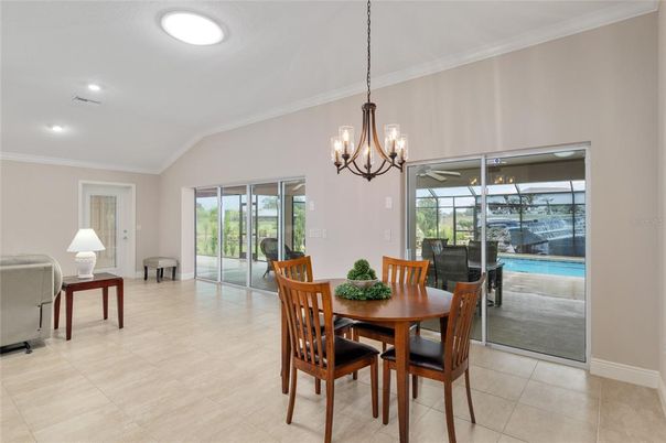 Chandelier, Dining room, Interior, Recessed Lighting