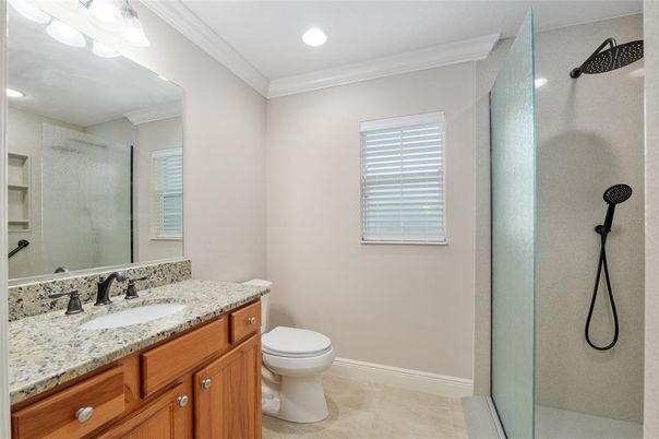 Bathroom, Glass Shower, Interior, Recessed Lighting