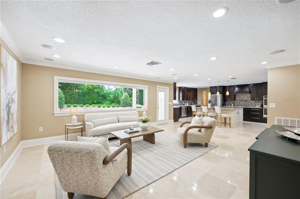 Interior, Kitchen, Living room, Pendant Lights, Recessed Lighting, Stainless Steel Appliances