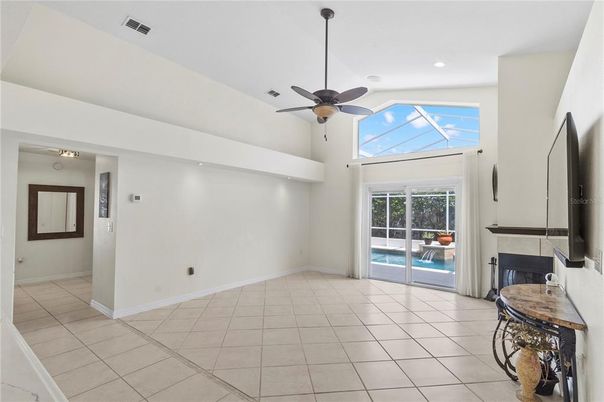 Empty room, Fireplace, Interior, Recessed Lighting