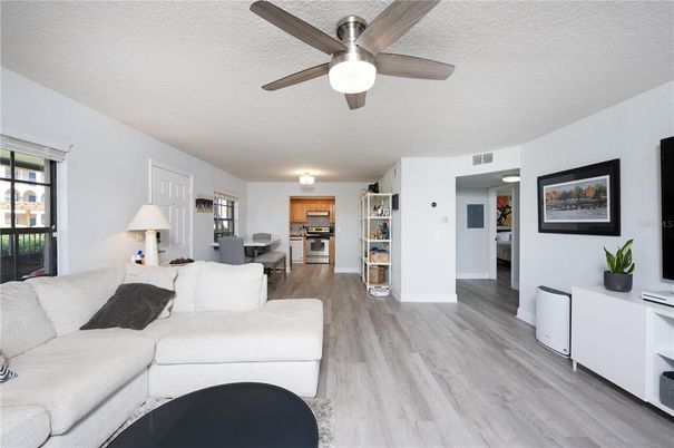 Interior, Kitchen, Living room, Stainless Steel Appliances, Wood Texture Flooring