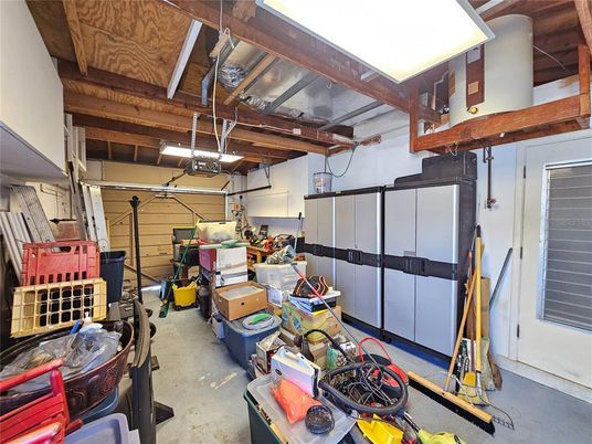 Garage, Interior, Wooden Beams