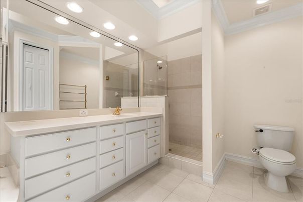 Bathroom, Dual Sink Vanities, Glass Shower, Interior, Recessed Lighting