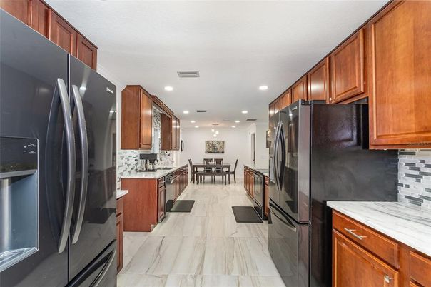 Dining room, Interior, Kitchen, Marble, Recessed Lighting