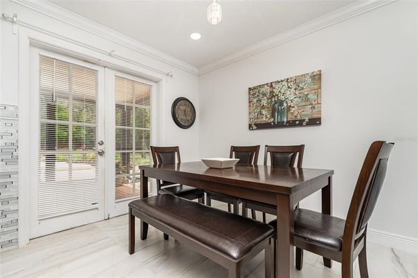 Dining room, Interior, Marble, Recessed Lighting