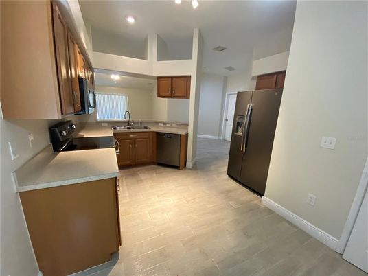 Interior, Kitchen, Recessed Lighting, Wood Texture Flooring