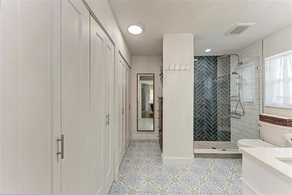 Bathroom, Glass Shower, Interior, Recessed Lighting