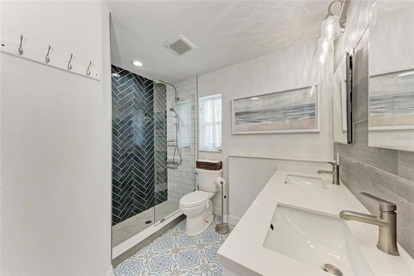 Bathroom, Glass Shower, Interior, Recessed Lighting