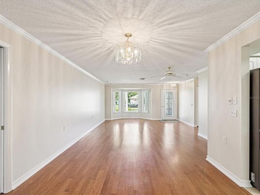 Chandelier, Empty room, Interior, Wood Texture Flooring