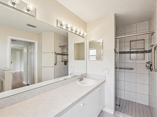 Bathroom, Dual Sink Vanities, Glass Shower, Interior