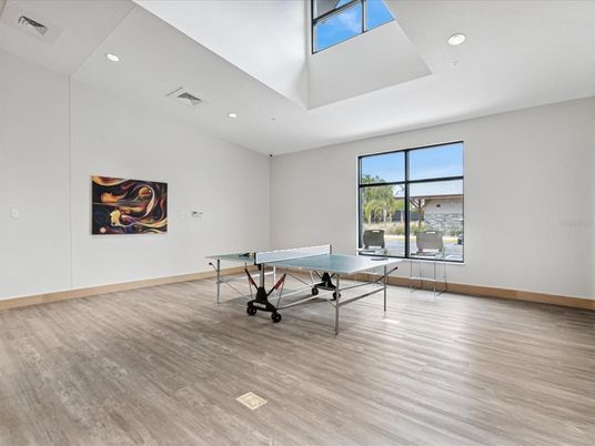 Game Room, Interior, Recessed Lighting, Wood Texture Flooring