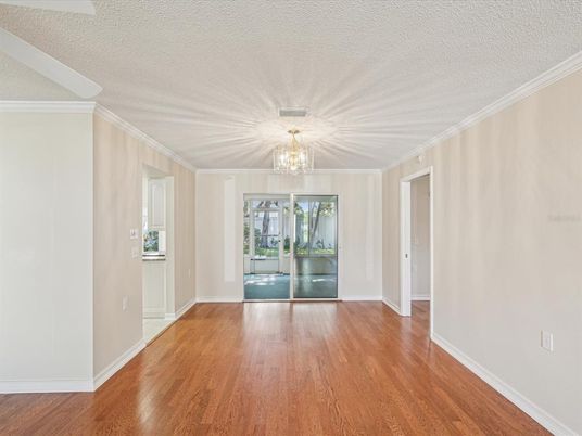 Chandelier, Empty room, Interior, Wood Texture Flooring