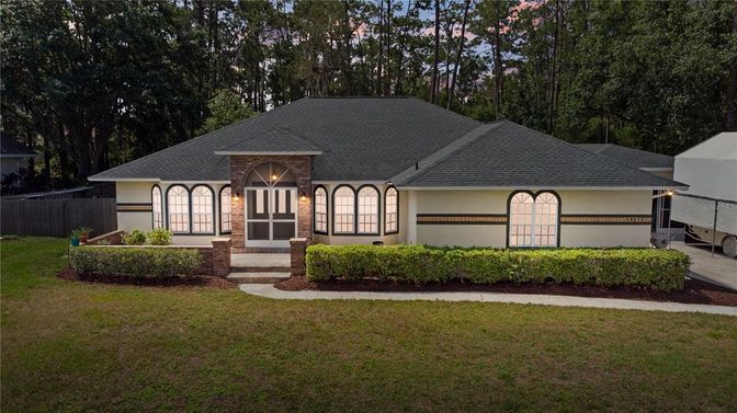Backyard, Exterior, Facade, Brick Traditional