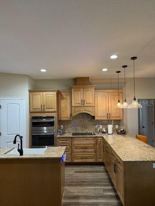 Interior, Kitchen, Pendant Lights, Recessed Lighting, Wood Texture Flooring