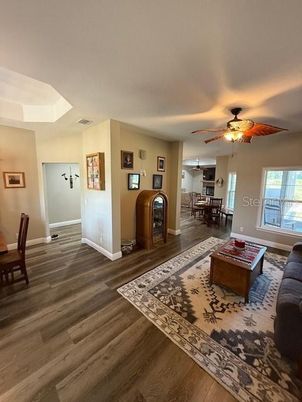 Dining room, Fireplace, Interior, Living room, Wood Texture Flooring